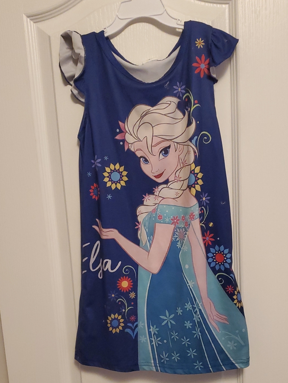 Girls' Blue Elsa Graphic Dress Nightgown